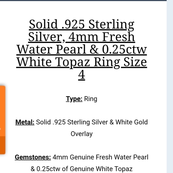 Solid .925 SS ⚡White Gold Overlay, Pearl & Topaz - Picture 4 of 12